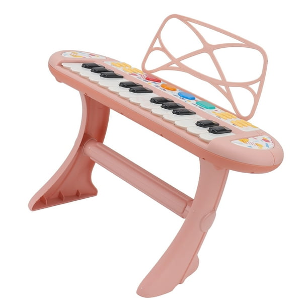 Juguete de teclado de piano para bebé, piano rosa de 24 teclas para niños,  instrumentos musicales electrónicos multifunción con micrófono para niñas