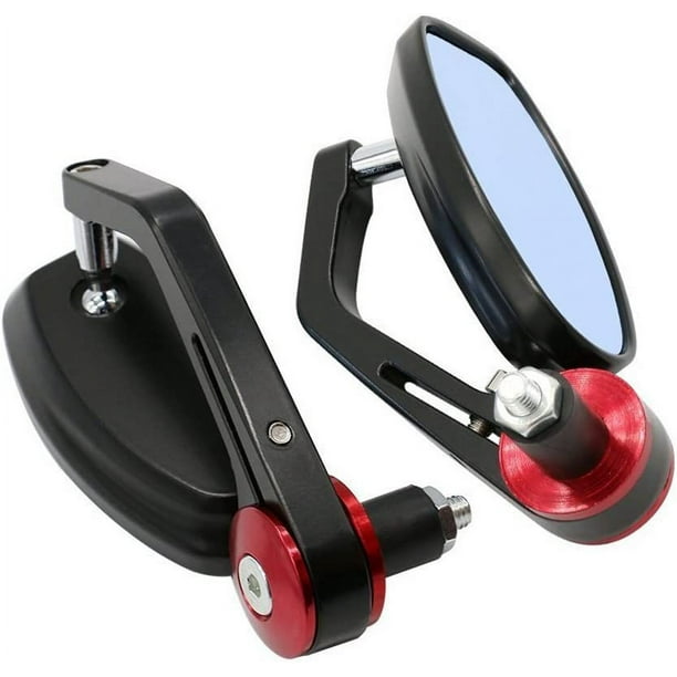 Espejos de motocicleta para manillar, espejos de extremo de barra de 7/8  pulgadas, espejo de visión lateral de doble toma ajustable, compatible con