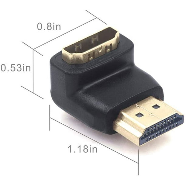  PNGKNYOCN Cable corto HDMI macho a macho de 5.9 in, ángulo  recto de 90 grados, adaptador HDMI 2.0 de alta velocidad, compatible con 4  k@60 Hz, para Raspberry Pi, tableta, cámara