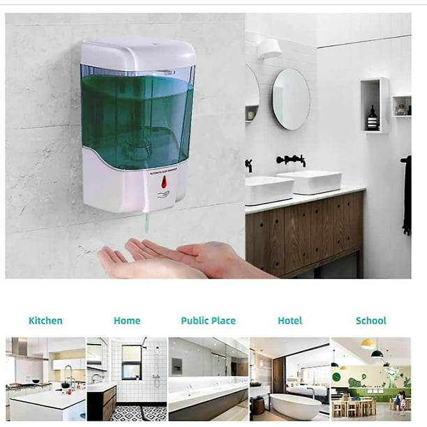 Dispensador de jabón eléctrico, dispensador automático de jabón de manos  sin contacto de acero inoxidable montado en la pared para baño, cocina