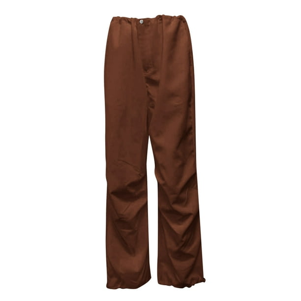 Gibobby pantalones termicos mujer Ropa de trabajo de color liso para mujer  con cordón elástico pantalones y pantalones casuales de cintura a la moda  (Marrón, M)