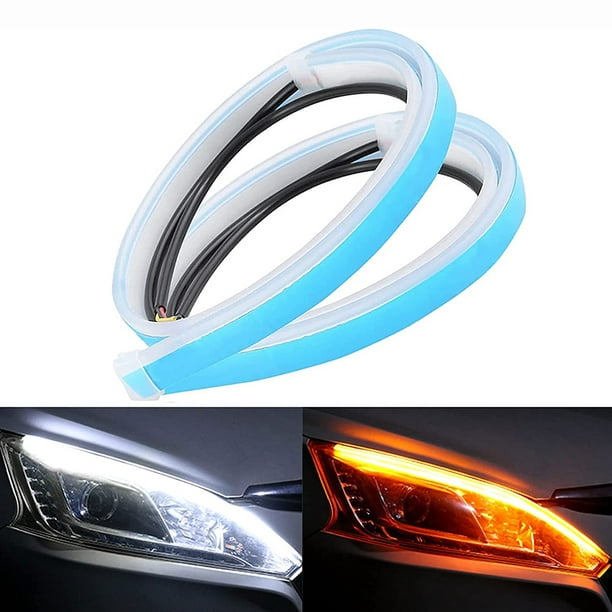 Tira de luces LED para coche de 2 uds, luz de circulación diurna