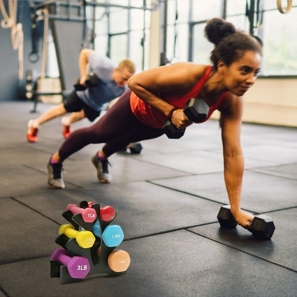 Soporte para mancuernas, solo soporte para pesas, capacidad para 6  mancuernas para gimnasio en casa, equipo de entrenamiento de fuerza,  almacenamiento DYNWAVEMX soporte para mancuernas