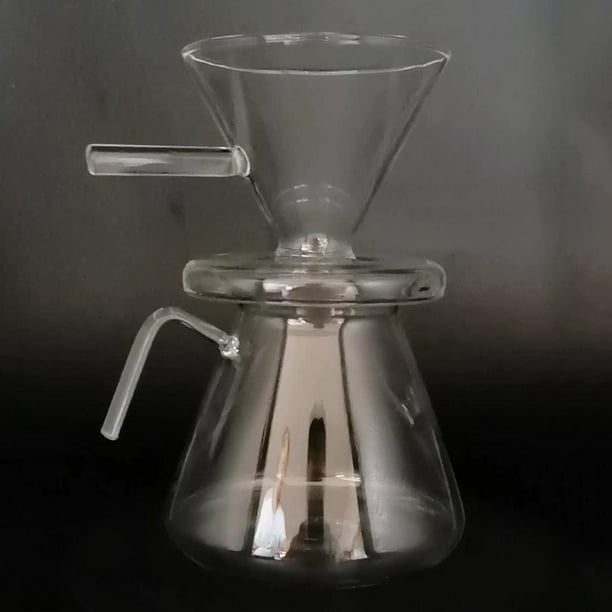  Juego de cafetera de vidrio reutilizable con filtro de acero  inoxidable para verter sobre la cafetera manual (7.9 x 4.7 x 4.7 in) :  Hogar y Cocina