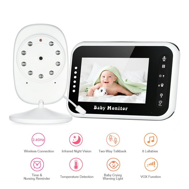 Monitor de bebé de 3,5 pulgadas, compatible con 2 cámaras, función de zoom