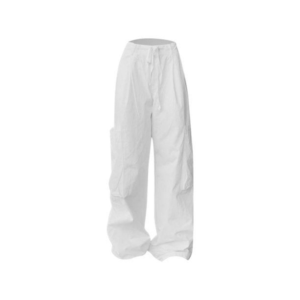 Gibobby pantalones termicos mujer Pantalones Cargo holgados para mujer,  ropa de calle, pantalones de chándal de Hip Hop, pantalones de pierna ancha  holgados informales con cordón (Blanco, XL)