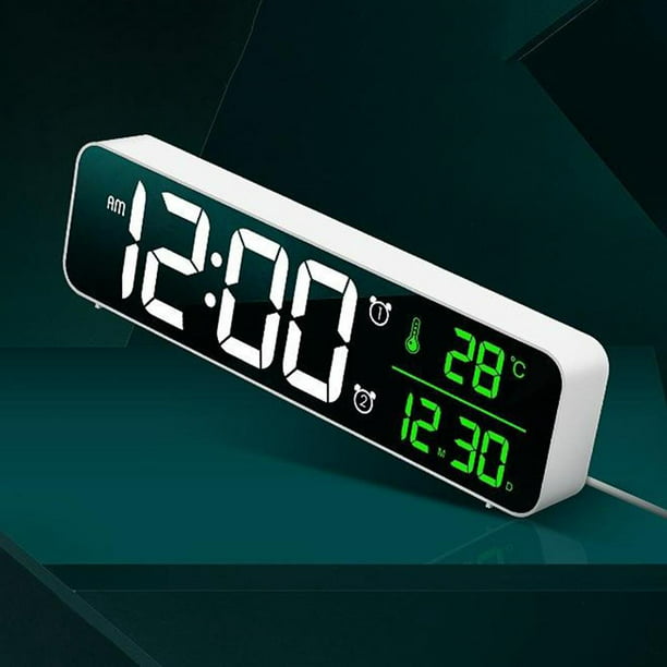  Reloj digital, reloj de pared digital grande, reloj digital de  pantalla grande, reloj LED de doble cara, pantalla digital de temperatura,  relojes de pared para metro (enchufe de EE. UU. 100 ~