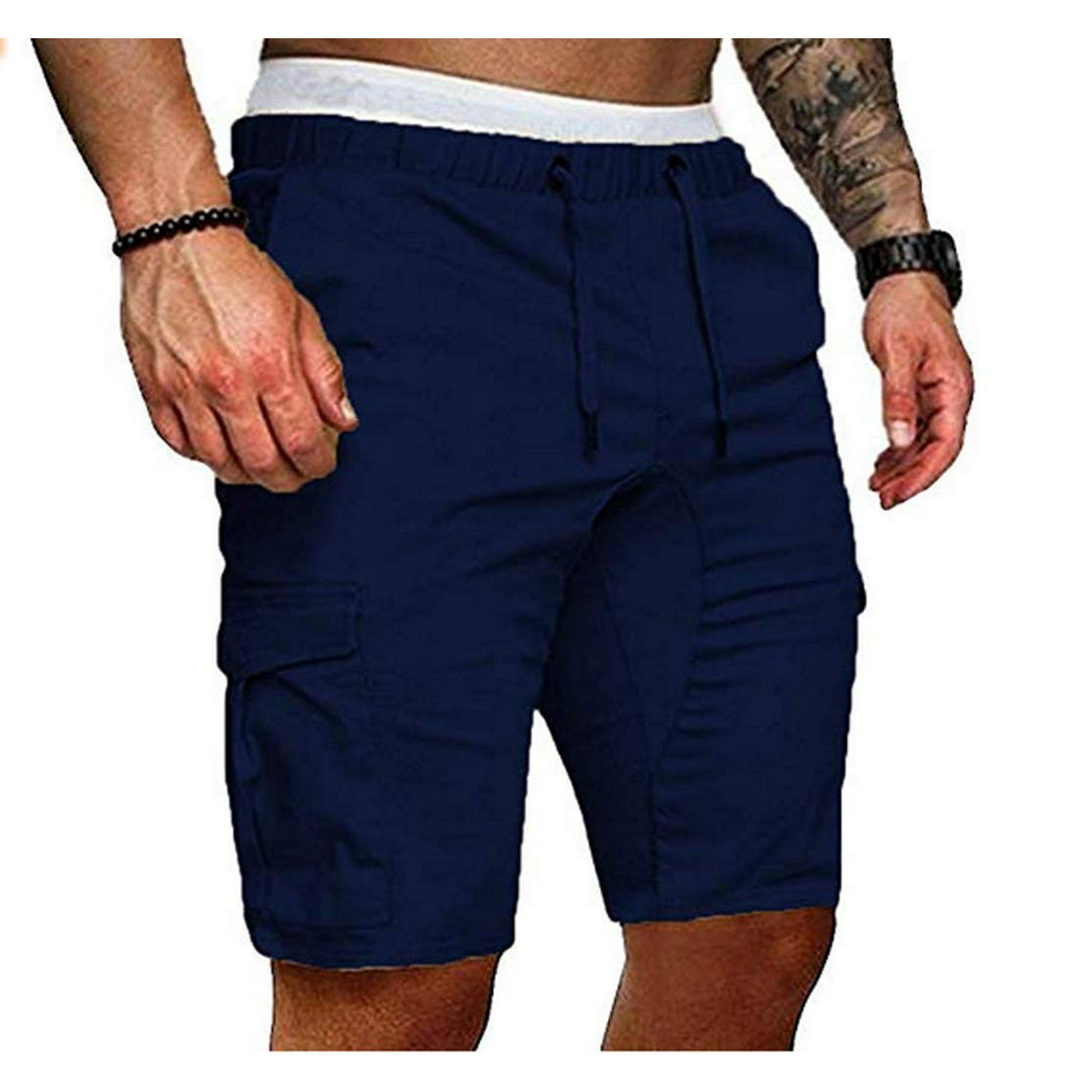 Txlixc Pantalones cortos de gimnasia para hombre, pantalones cortos de color  puro para estiramiento diario Txlixc Moda