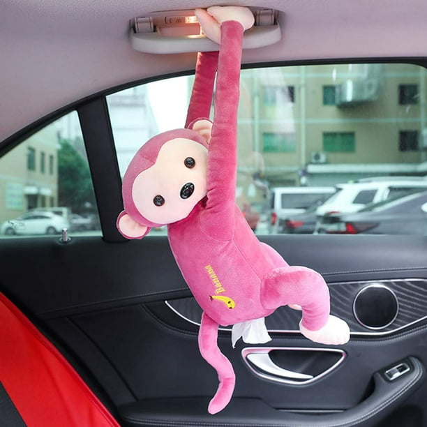 Caja de pañuelos creativa adorable rosa, modelo mono, ideal para