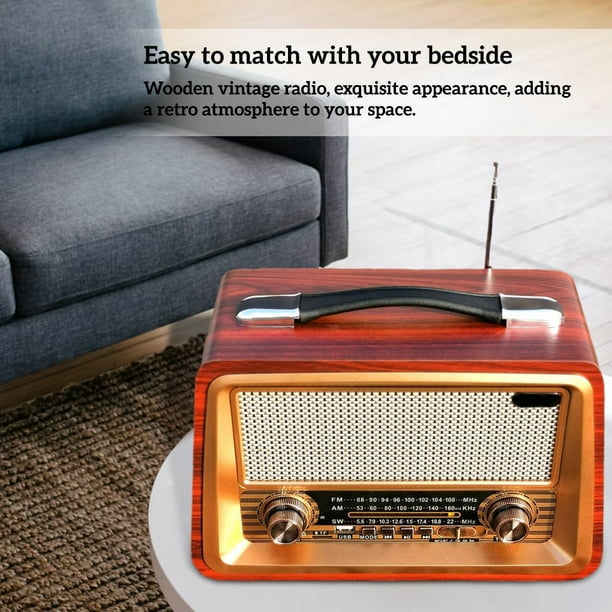 Comprar Altavoz portátil con radio retro, altavoz Bluetooth de tamaño  clásico estilo vintage con radio FM(Color de madera)