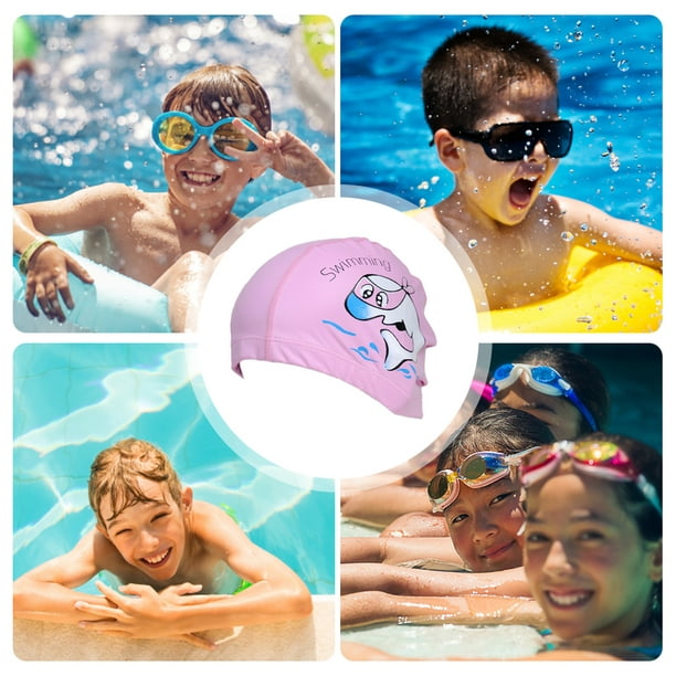 Gorro de piscina para niños, impermeable, con revestimiento de PU
