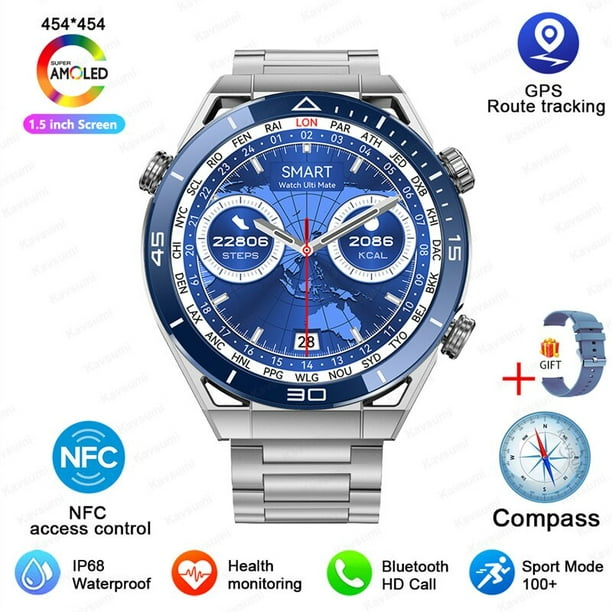 Reloj inteligente deportivo para hombre, pulsera con NFC, seguimiento GPS,  Bluetooth, llamadas, brújula, Dial personalizado, frecuencia cardíaca, ECG
