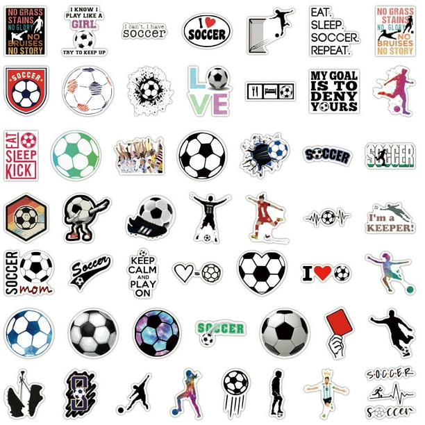 Pegatinas de fútbol - 50 pegatinas de vinilo para deportes de fútbol para  niños, adolescentes y niñas, estética única y duradera perfecta JAMW