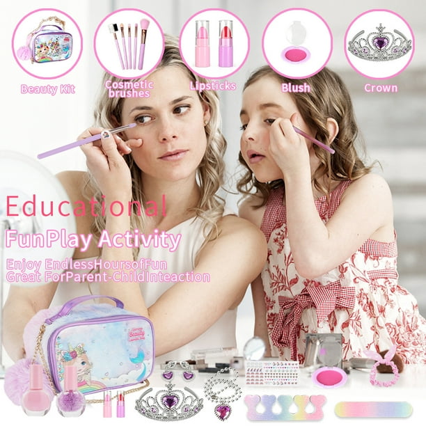 Juguetes de maquillaje lavables para niñas, kit de maquillaje para