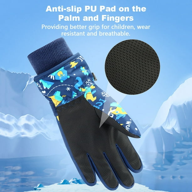 2 pares de guantes de esquí para niños, guantes de invierno impermeables  para nieve, guantes de dedo completo para niños y niñas