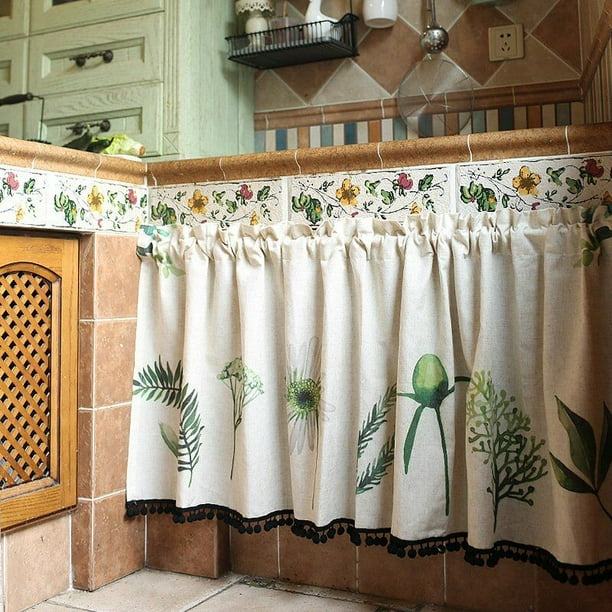 Café corto de la cortina de la cocina cortinas correderas pequeñas