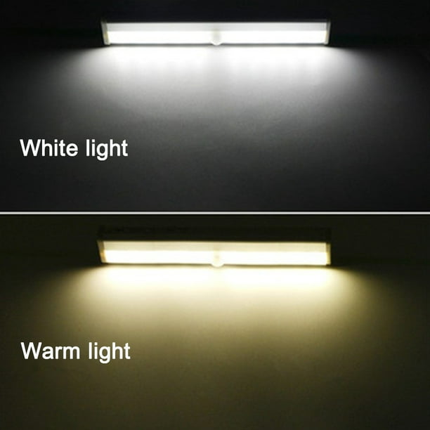 Luz LED para armario, funciona con pilas, luces con sensor de movimiento  para interiores, se pega debajo del gabinete, barra de luz nocturna para