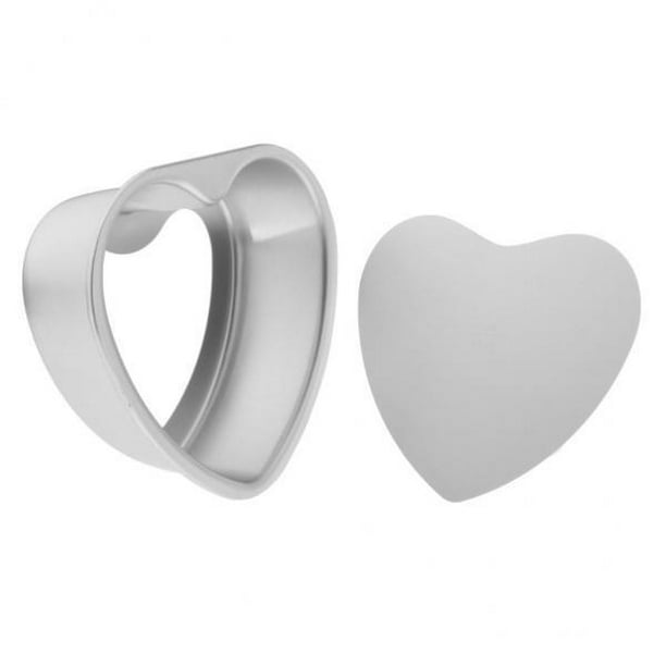 Juego de moldes de aluminio con forma de corazón, 2 piezas, herramienta de  molde para hornear DIY con parte inferior extraíble, 6 pulgadas y 8