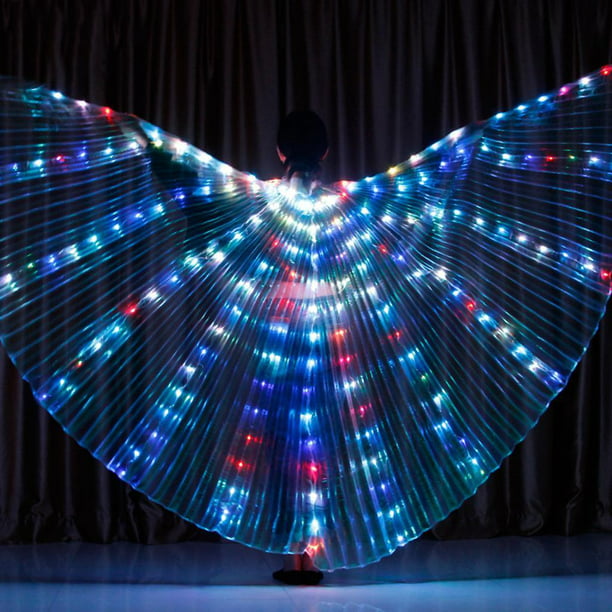 Z&X Luces LED para danza del vientre, alas de baile tricolor iluminadas con  LED, alas de colores, accesorios de luz, accesorios de rendimiento, alas