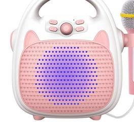 Micrófono para niños, micrófono de karaoke inalámbrico Bluetooth con luces  LED de baile, altavoz de karaoke de mano portátil, juguetes de cumpleaños  para niños adultos (rosa) oso de fresa Electrónica