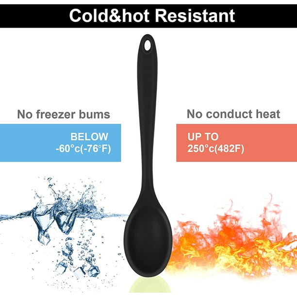 Juego de cucharas antiadherentes de silicona, 2 cucharas de silicona para  cocinar cucharas de cocina resistentes al calor para mezclar, cucharas de