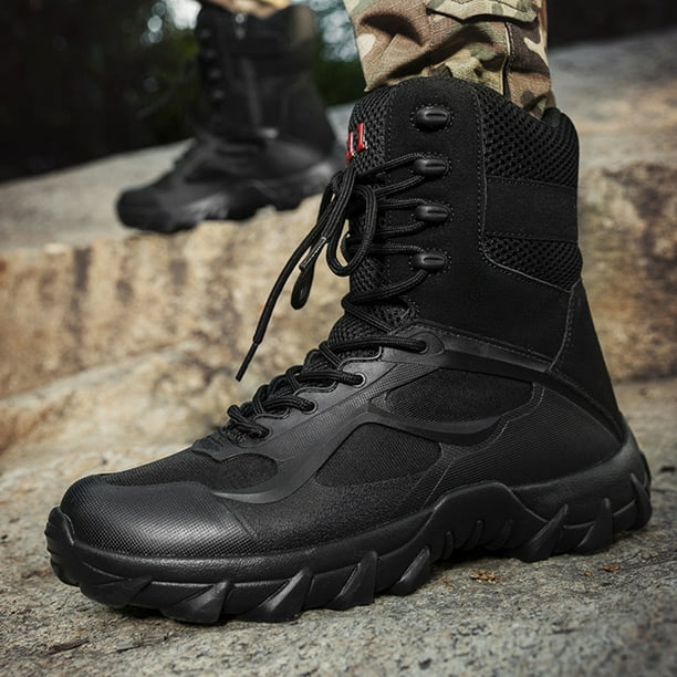 Zapatos Botas militares para hombre de senderismo con tobillo alto y  cremallera lateral con cordones para acción de combate militar DQrwqpou  Tenis De