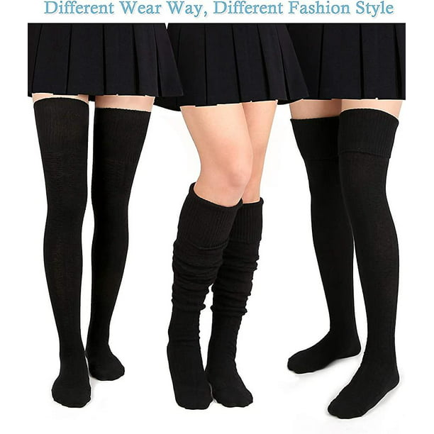  OXIALL Medias sexys hasta el muslo para mujer, calcetines por  encima de la rodilla, medias largas de algodón para mujeres 2022, para  niñas y mujeres (color gris, negro, tipo 5) 