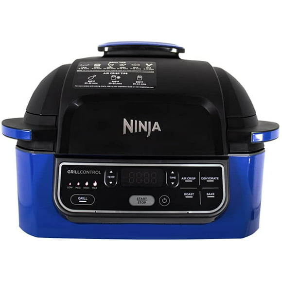 ninja foodi parrilla inteligente 5 en 1 freidora de aire asar horno deshidratador parrilla eléctrica interior  ig302q  renewed azul ninja ig302qbl