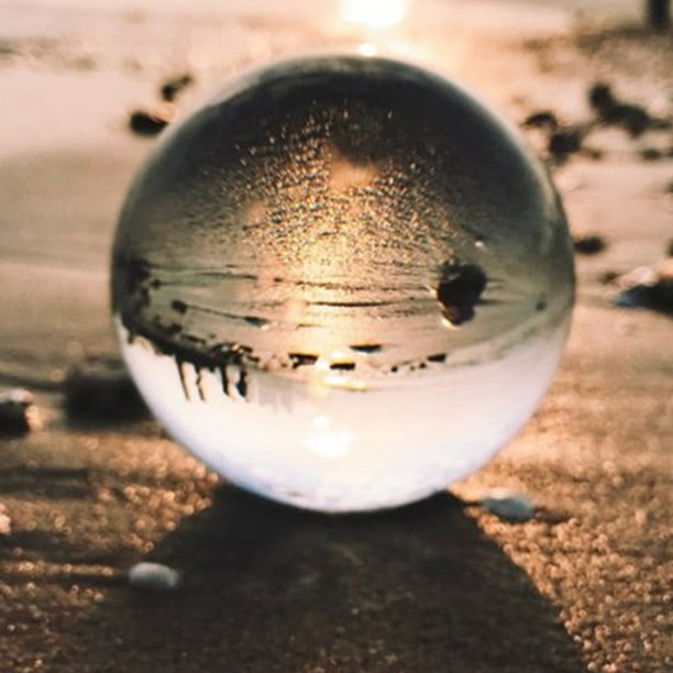 Bola de cristal K9 de 5.906 in (6 pulgadas), bola de cristal artificial,  bola de cristal mágico curativo, bola de lente con soporte de madera para