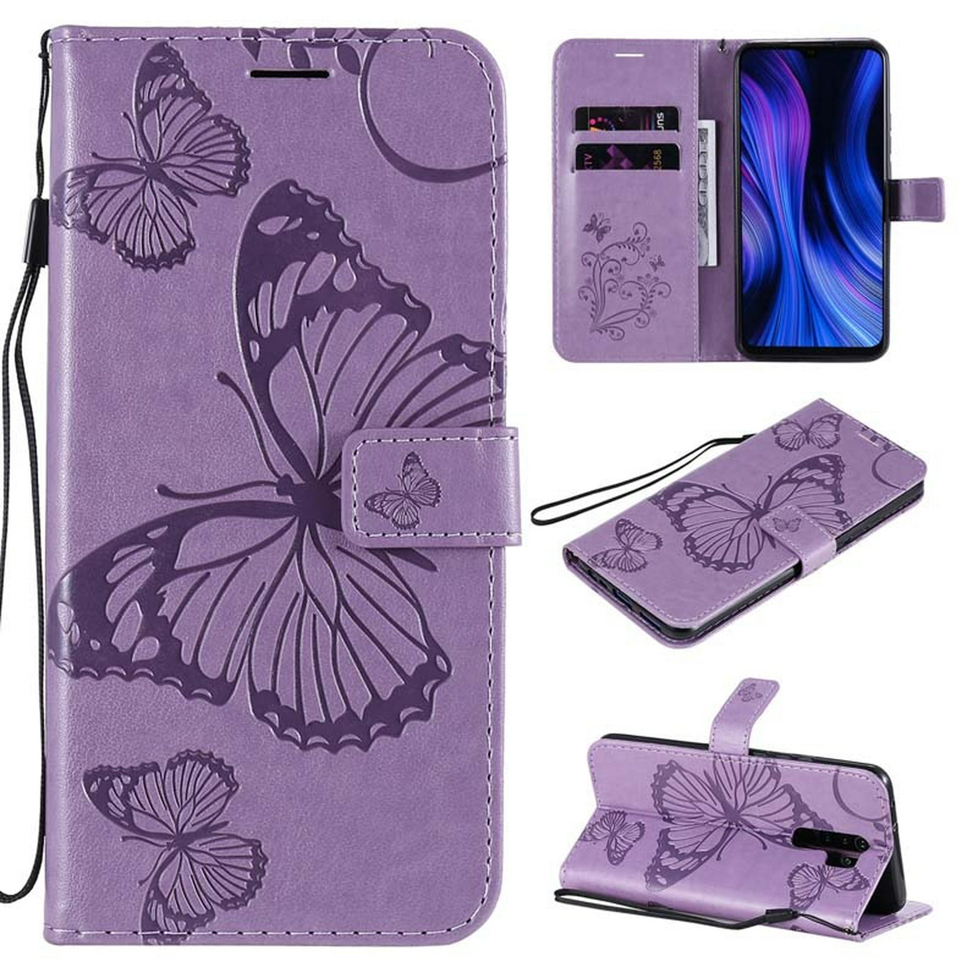 Funda Libro Xiaomi Redmi Note 7 cuero Soporte Dibujo Mariposas