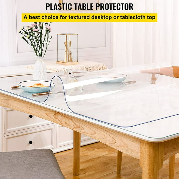 HQYG Protector de mesa transparente de 0.059 in de grosor, 36 x  63 pulgadas, protector de mesa para mesa de comedor, protector de mantel de  plástico transparente, protector de mesa para