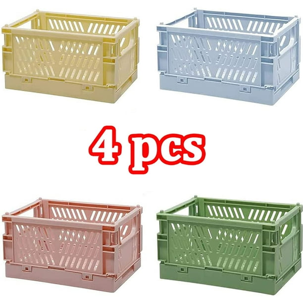 Paquete de 5 cestas de plástico para organizar, cajas plegables plegables  para almacenamiento y organización, almacenamiento en el baño (multicolor