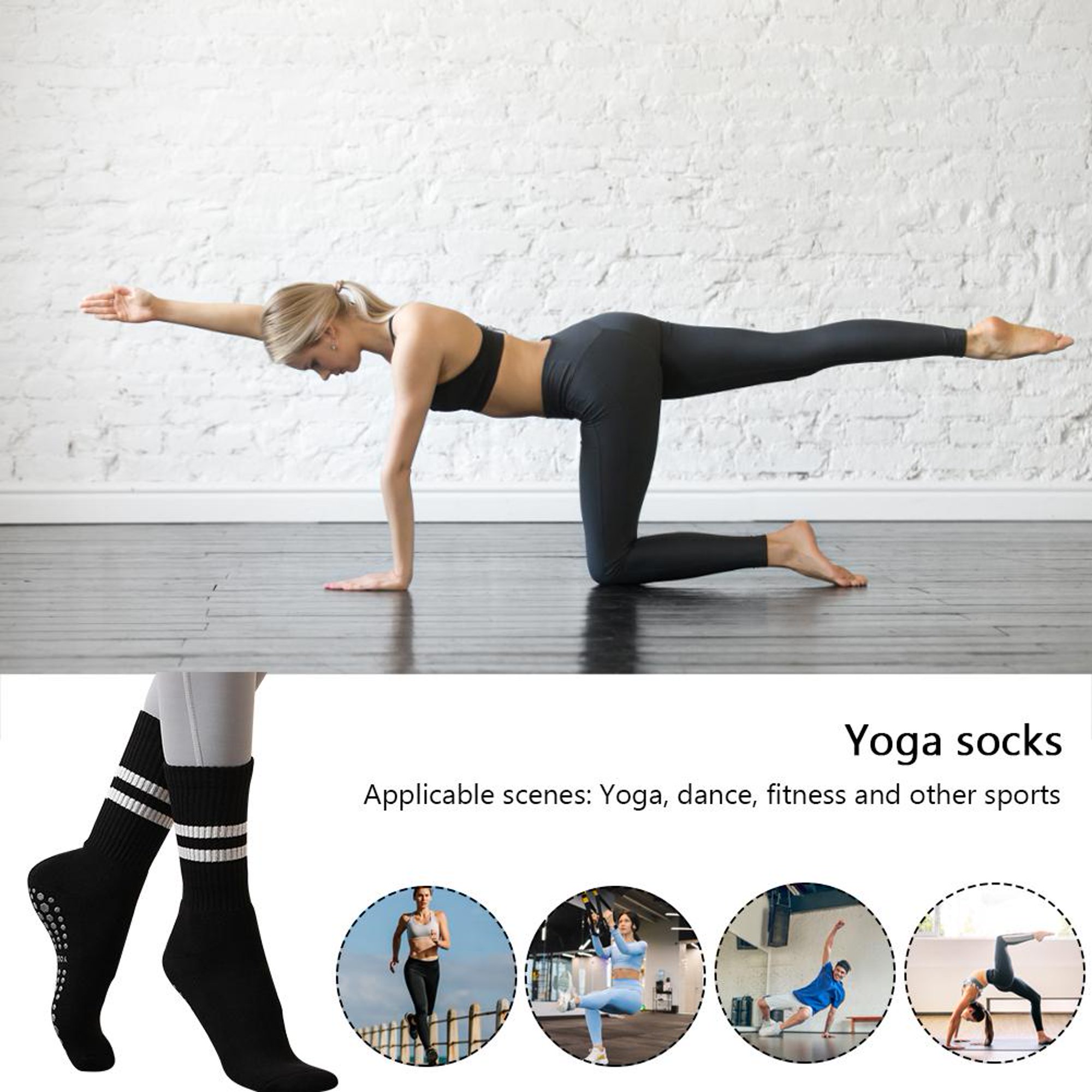 Calcetines de yoga para mujer antideslizante con correas para