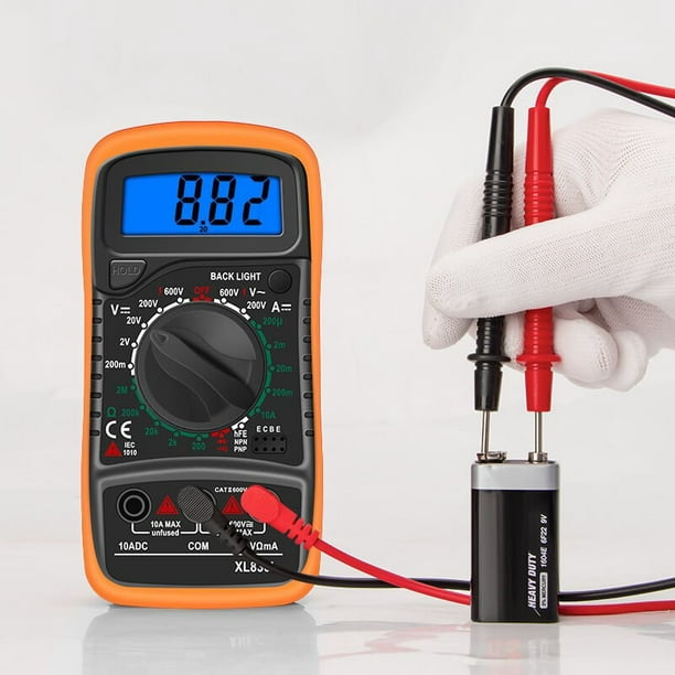 Multímetro digital de bolsillo digital Multi Tester – para medir AC DC  Voltaje DC resistencia, capacidad de diodos, retroiluminación de ledes.