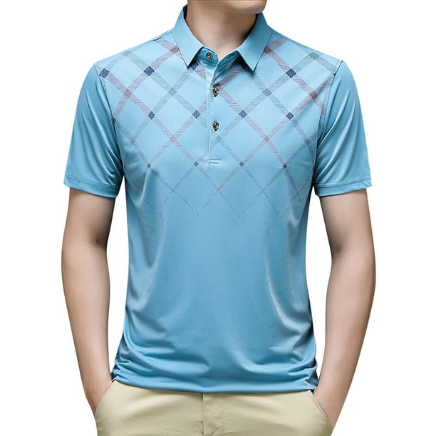Gibobby Camisas Tipo Polo para Hombre Polos de golf de manga larga para  hombre de un cuarto, estilo casual ajustado cuello en V, diseño básico(Azul  claro,G)