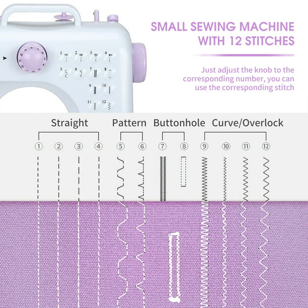 Irfora Máquina de coser eléctrica pequeña con pedal, 12 puntadas, velocidad  ajustable, máquina de coser para principiantes, bobinado automático para  tela, niñas, adultos, herramienta de costura Irfora Máquina de coser