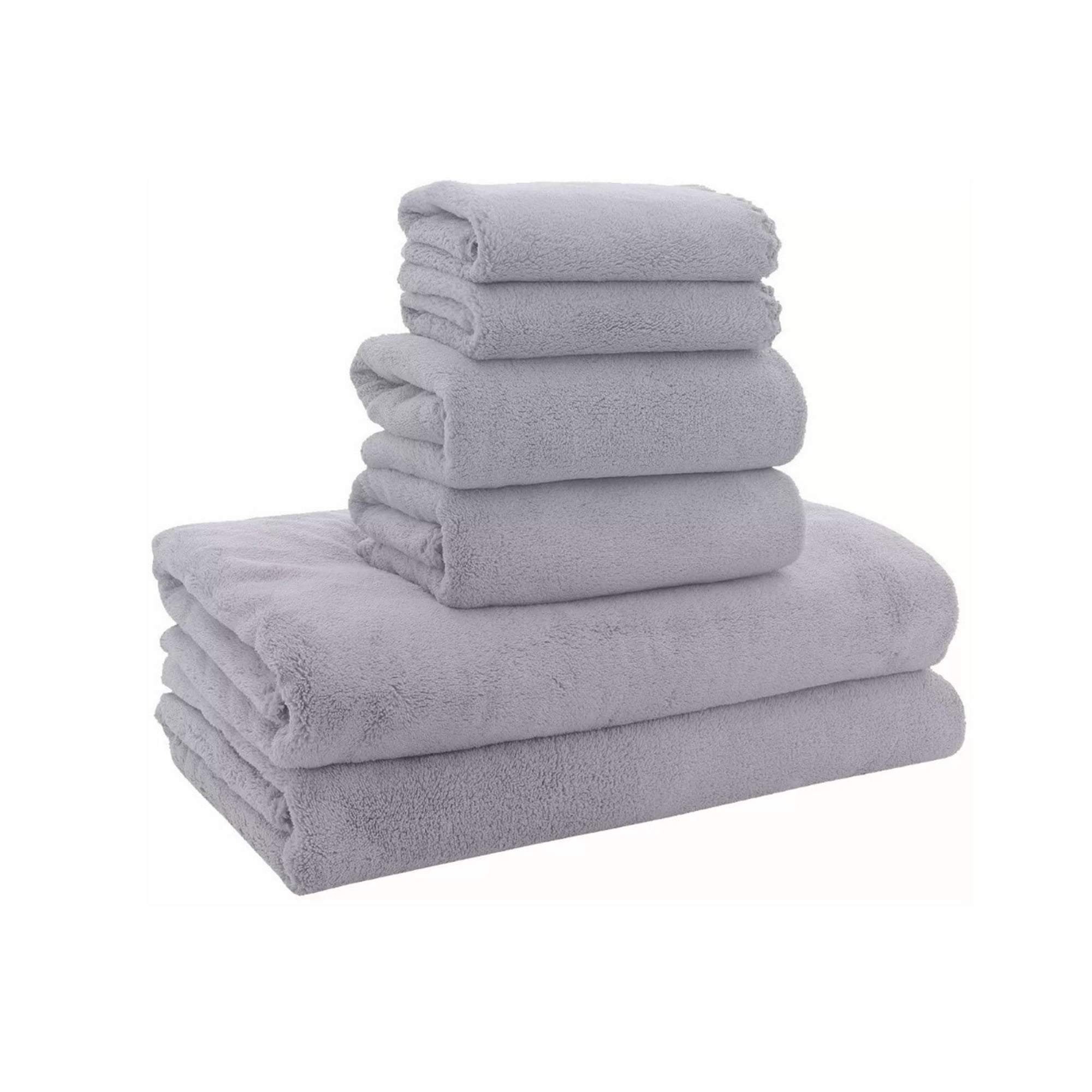 Juego de toallas grises para baño, juego de regalo de lujo de 6 piezas, 2  toallas de baño grandes de 30 x 56 pulgadas, 2 toallas de mano de 18 x 28