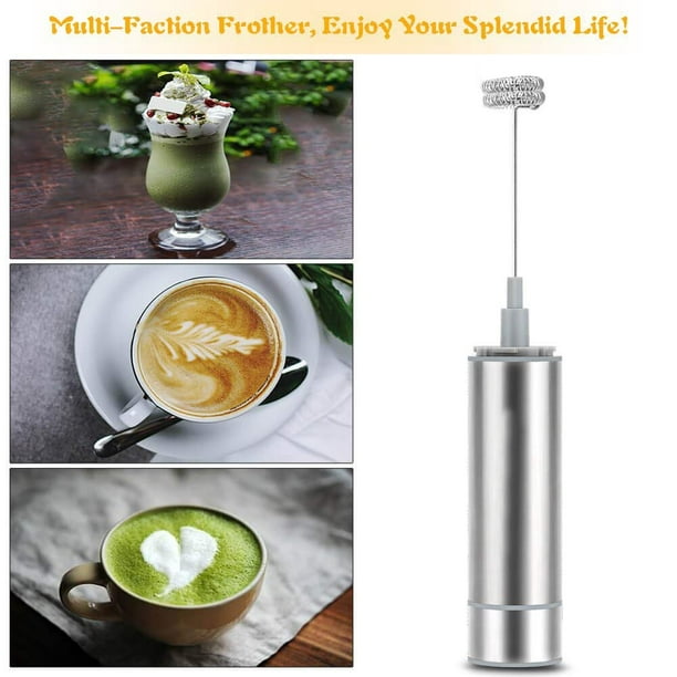 Batidora eléctrica de mano con espumador de leche, batidor eléctrico de  matcha de acero inoxidable, mezclador de bebidas de mano para café,  verduras y