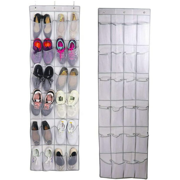 transparente sobre puerta organizador zapatos colgante gris 24 bolsillos 64  x 19