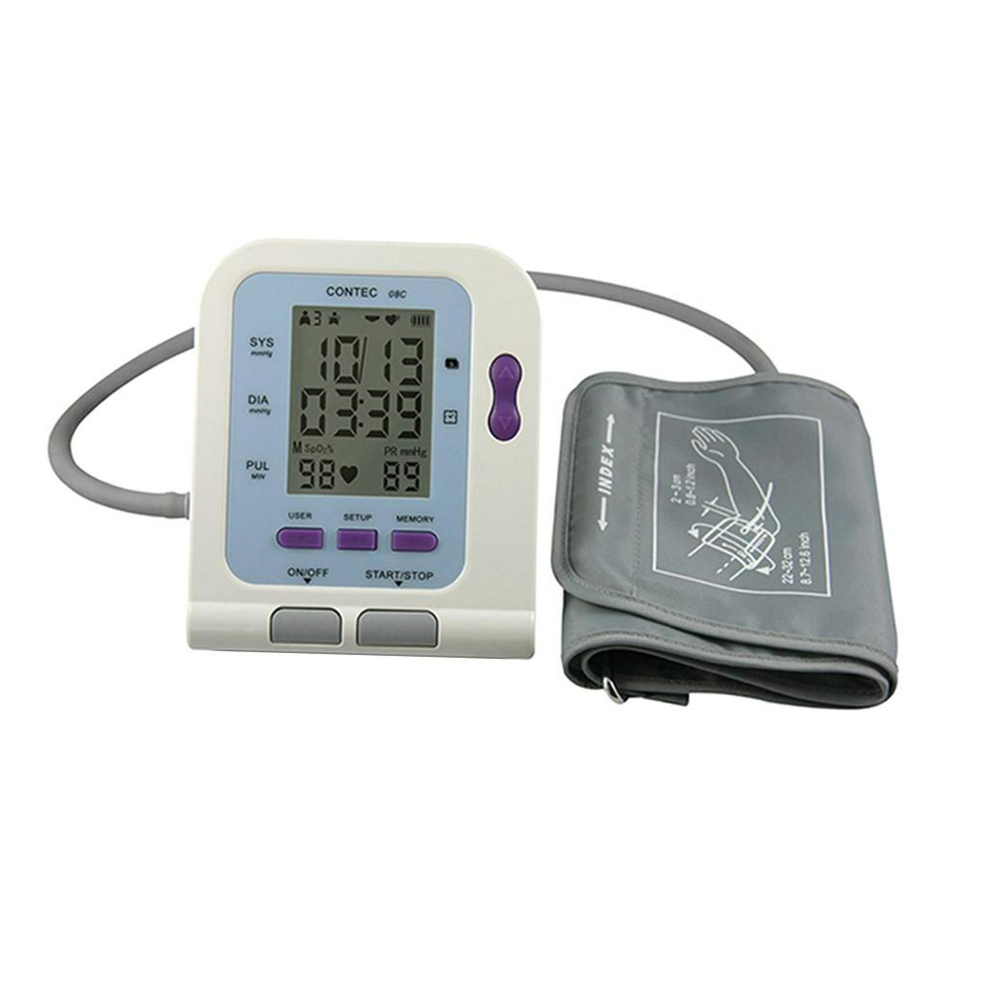 Monitor de presión arterial del brazo superior, recargable por USB, máquina  digital BP con cable de alimentación, pantalla LCD grande, transmisión de