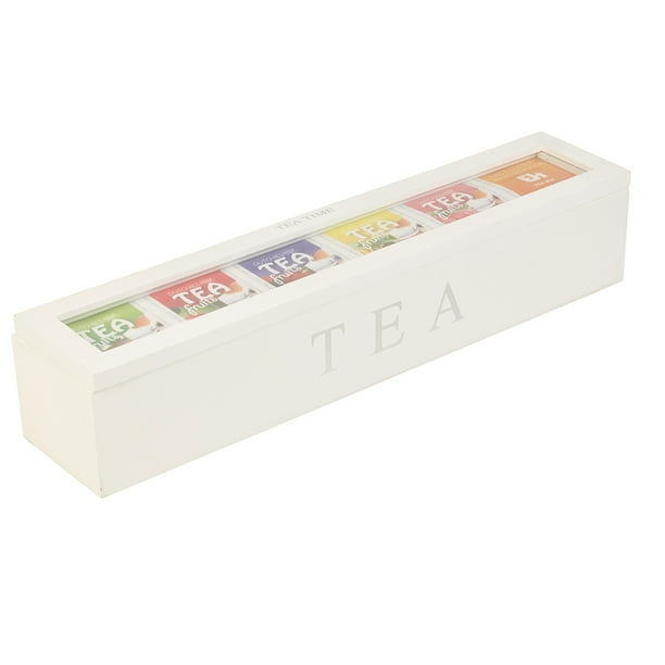  Caja pequeña de madera para bolsitas de té, 3 compartimentos y  8 compartimentos, contenedor para bolsitas de té : Hogar y Cocina