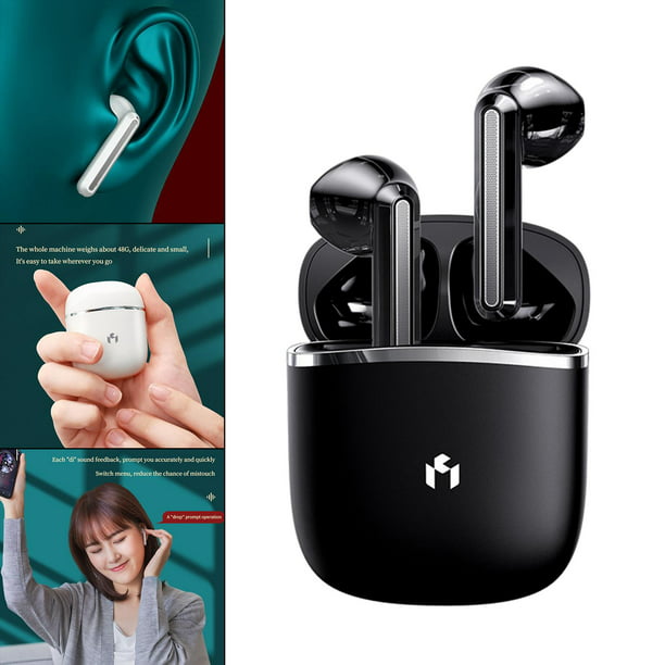  Xmenha Mini auriculares para pequeños canales de oídos, auriculares  inalámbricos Bluetooth con micrófono, impermeables, pequeños, sonido  estéreo, graves profundos, auriculares Bluetooth para entrenamiento para  iPhone y Android, color negro