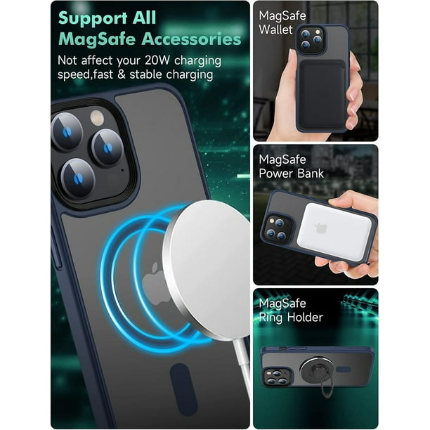 Funda magnética fuerte para iPhone 15 Pro Max, compatible con MagSafe,  probada en caídas de grado militar, a prueba de golpes, delgada,  translúcida