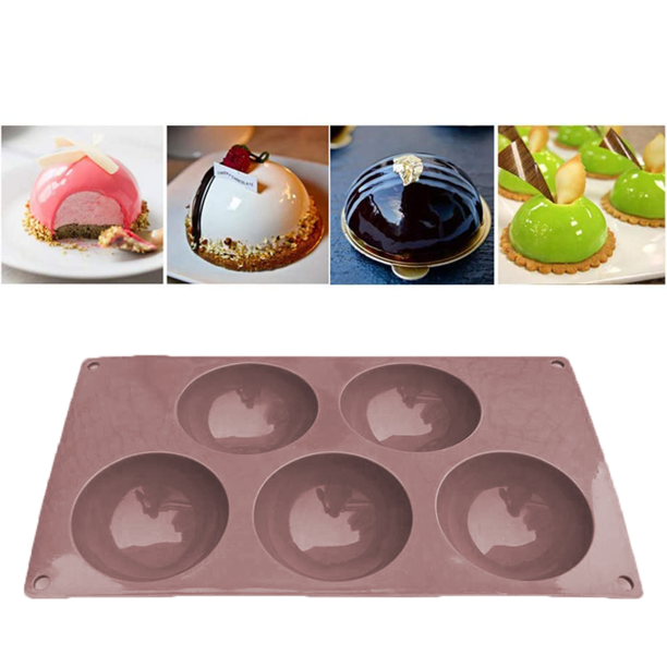 Molde de silicona semiesfera grande de 6 cavidades, 2 paquetes de moldes  para hornear para hacer chocolate, pastel, gelatina, mousse de cúpula  MFZFUKR 2033807-2