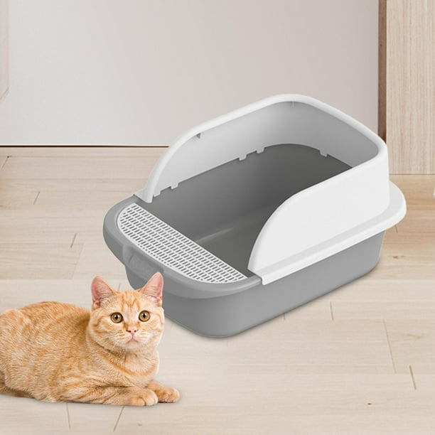 Caja de arena para gatos Elevación Semicerrada Fácil de limpiar Inodoro  para gatos de lados altos Rosado Yuyangstore Bandeja de arena para gatos