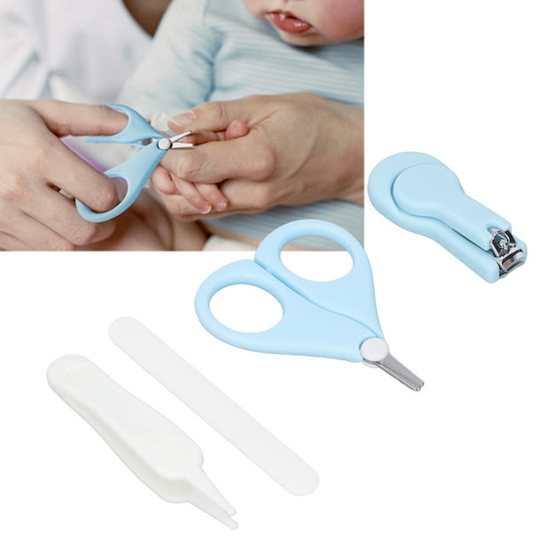  Kit de aseo para bebés 4 en 1, kit de manicura para bebés con  tijeras de uñas, pinza de uñas y lima de uñas para recién nacidos y niños  pequeños (azul) 