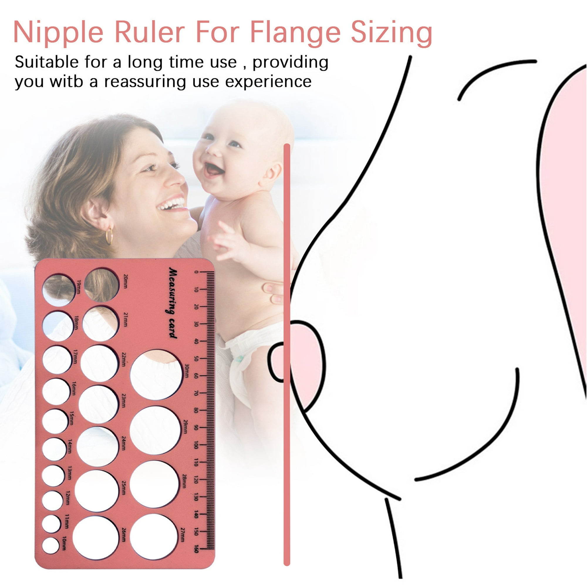 Nipple Ruler, Nipple Rulers for Flange Sizing Measurement Tool, Silicone &  Soft Flange Size Measure for Nipples, Breast Flange Measuring Tool Breast
