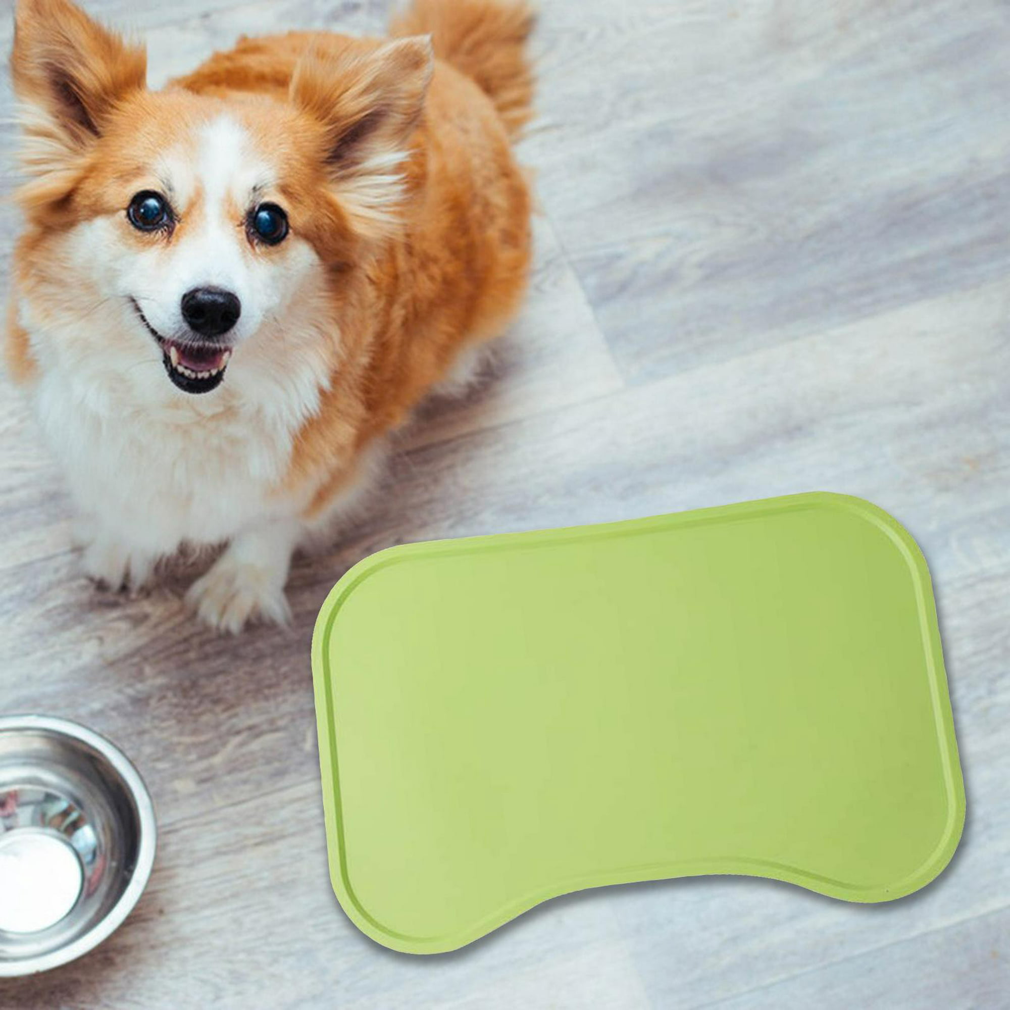Tapete para perros para comida y agua, 2 piezas con forma de hueso, tapete  antideslizante de alimentación de PET para debajo de los cuencos de perro