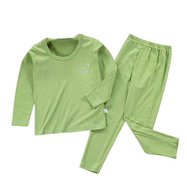 Conjunto de ropa interior de algodón para bebé niño y niña, de manga larga,  acanalado, con estampado solar, diseño de botón y 18 (color verde menta