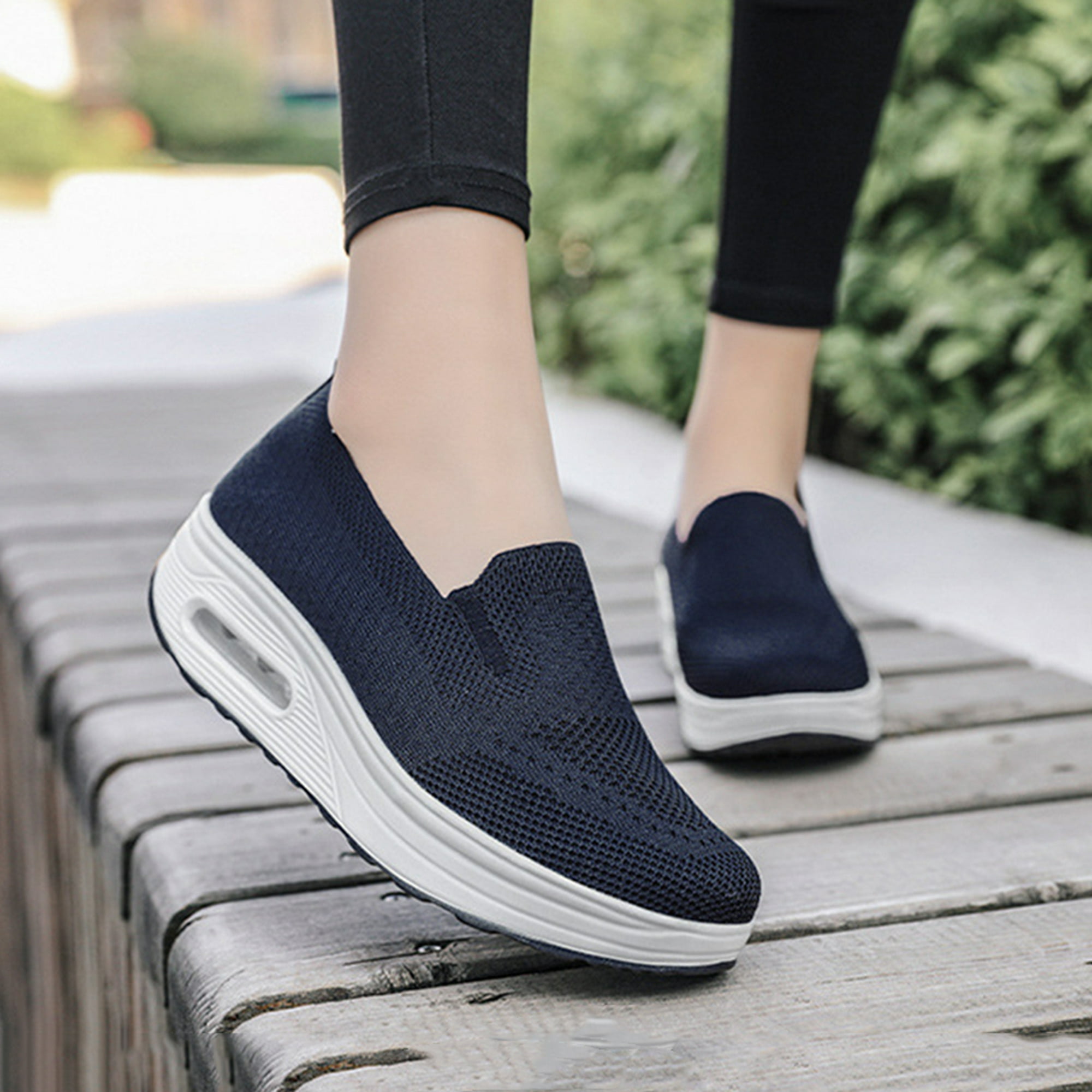 Zapatillas de Deportivos de Running para Mujer Gimnasia Ligero Sneakers  Negro Azul Gris B…